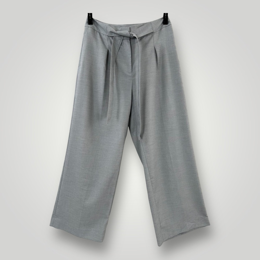 White House Black Market Pants Womens 4 Long Gray Wide Leg Crop Career Trouser